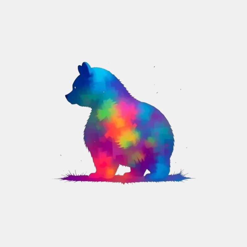 Rainbow Watercolor Bear Silhouette Art Male Tank Top