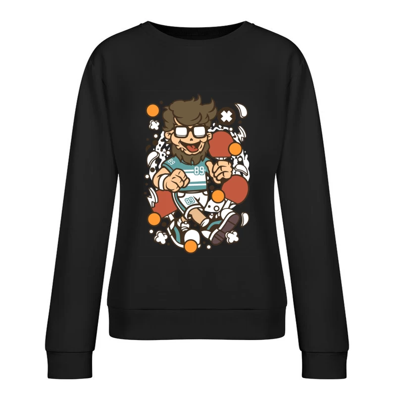 Joueur de ping-pong stylisé avec énergie dynamique Femme Sweat-shirt à enfiler