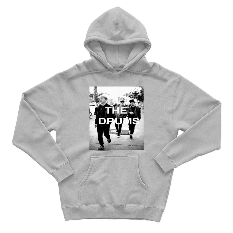 The Drums Band Members Walking on Street - Vintage Black and White Photo Male Pullover Hoodie