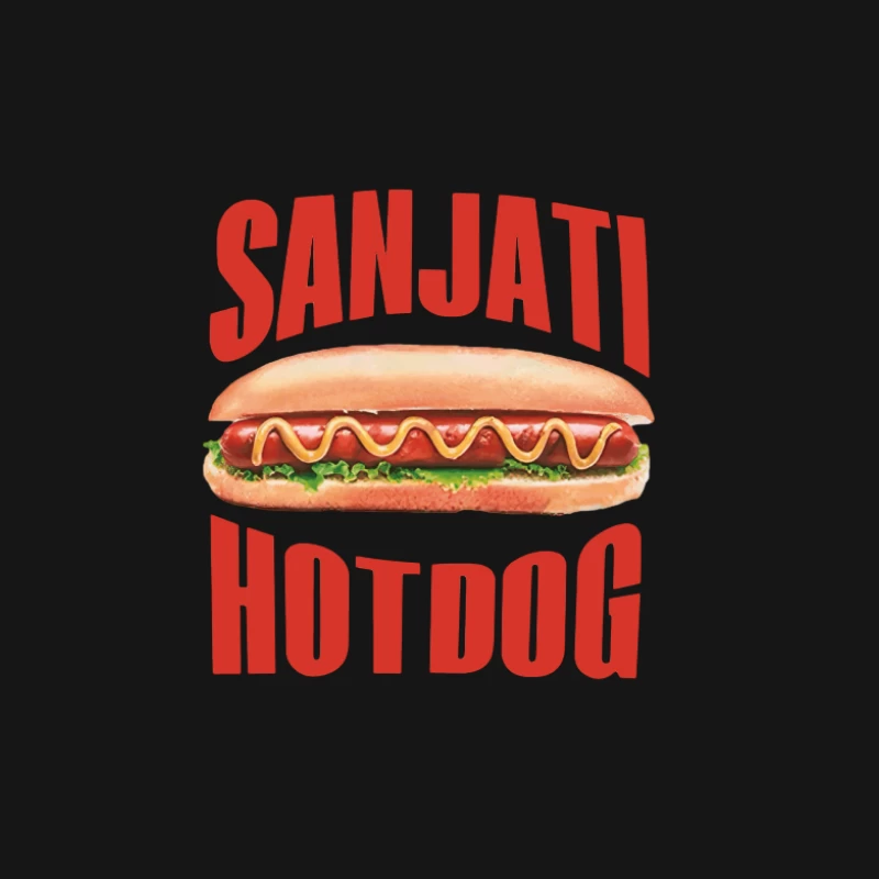 Sanjati Hotdog-Logo mit Wurst und Senf Herren Langarm T-Shirt