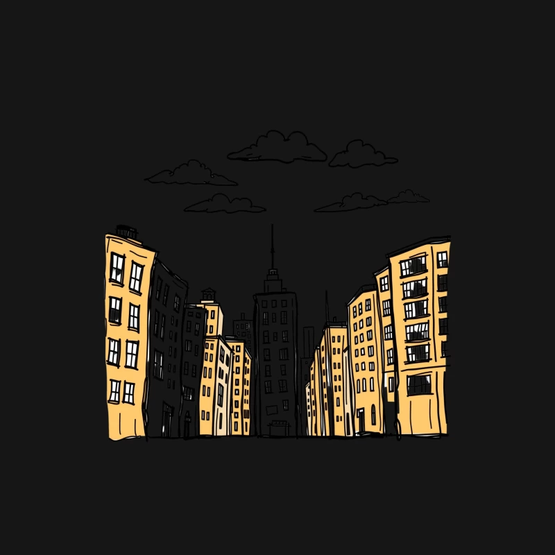 Cityscape Illustration Female Long Sleeve T-Shirt