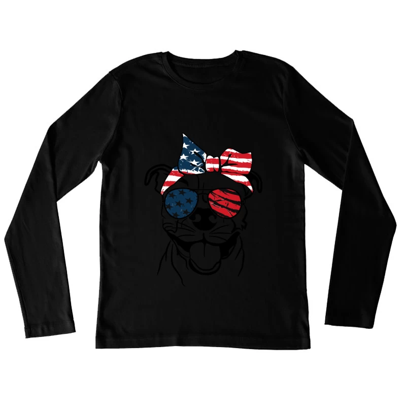 Chat Cool Patriote Américain Femme Manches Longues T-Shirt