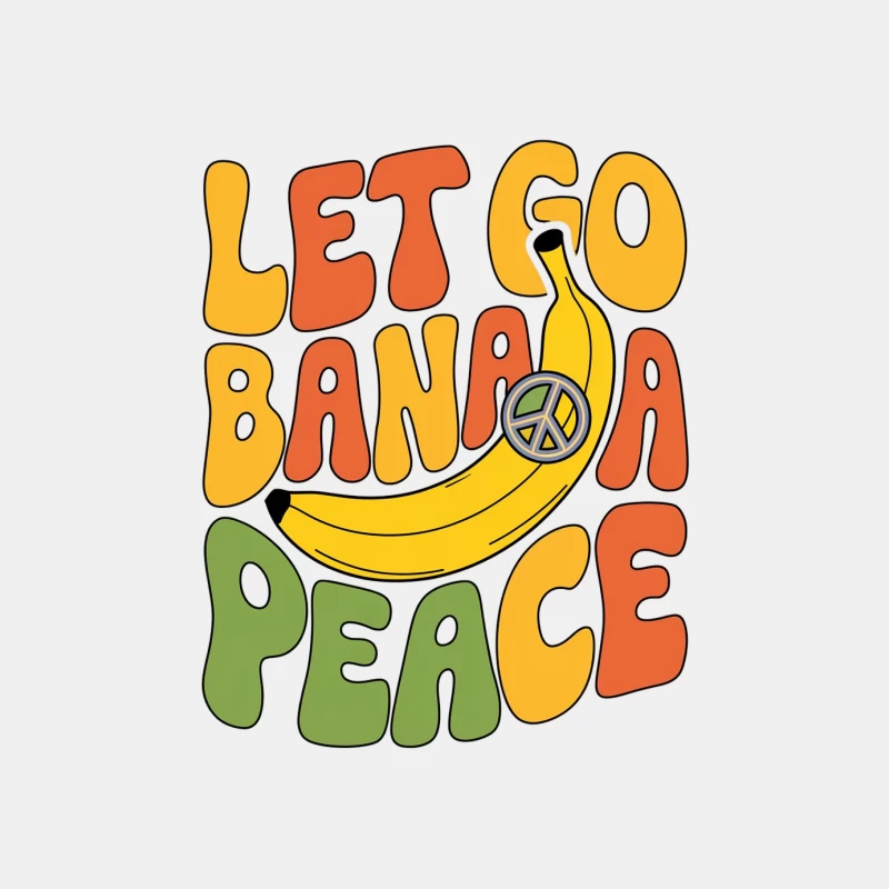 Groovy Banana Peace Slogan in Retro Typography Male Tank Top
