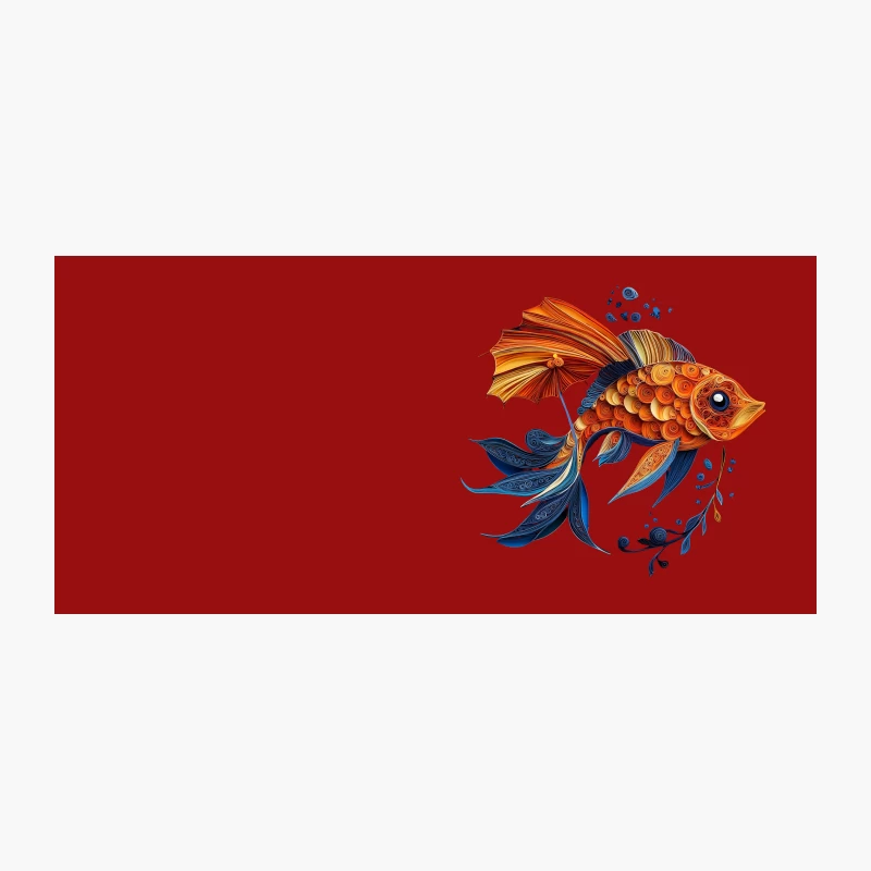Vibrant Quilled Goldfish Illustration: Artistic Paper Craft Coffee Mug