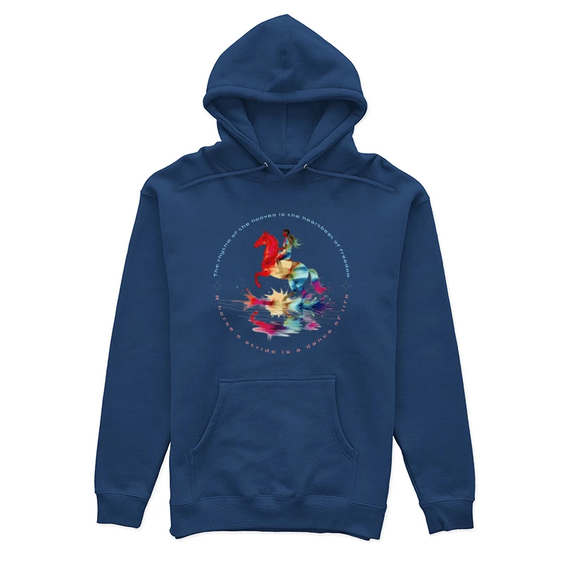 The Dance of Freedom: A Colorful Horse Ride Female Pullover Hoodie