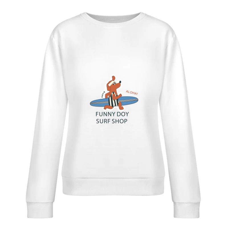 Lustiger Surfhund im Surfshop-Design Damen Pullover Sweatshirt