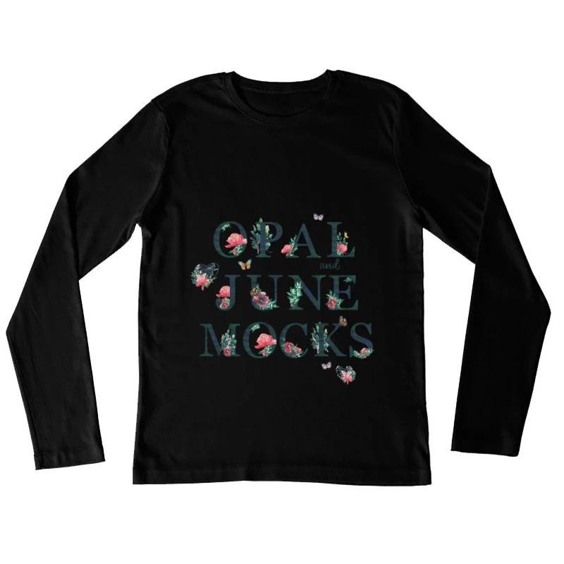 Florale Typografie und Schmetterlinge Damen Langarm T-Shirt