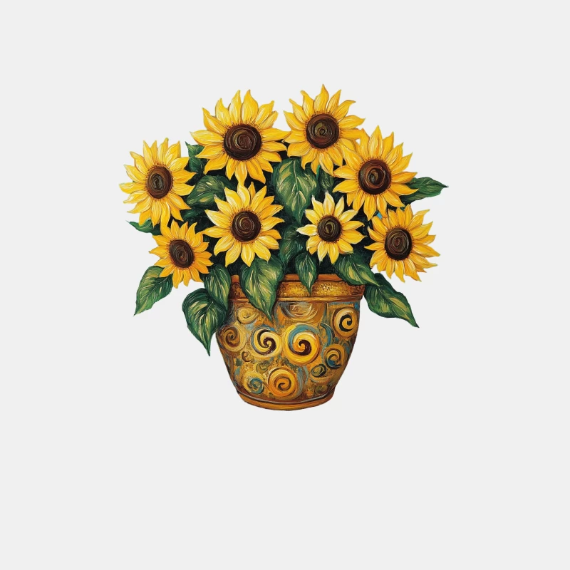 Vibrant Sunflower Bouquet in Decorative Swirl Vase Male Tank Top