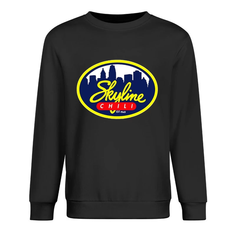 Skyline Chili Restaurant Brand Logo with Cincinnati Cityscape Male Pullover Sweatshirt