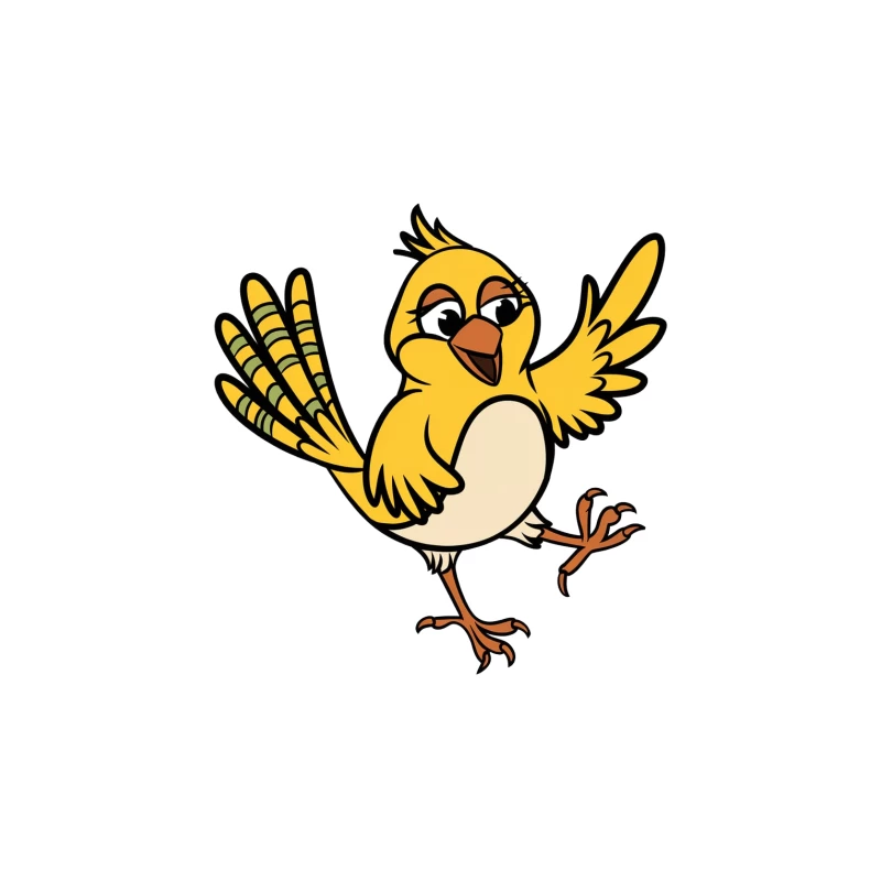 Cheerful Yellow Cartoon Bird Character Tapestry