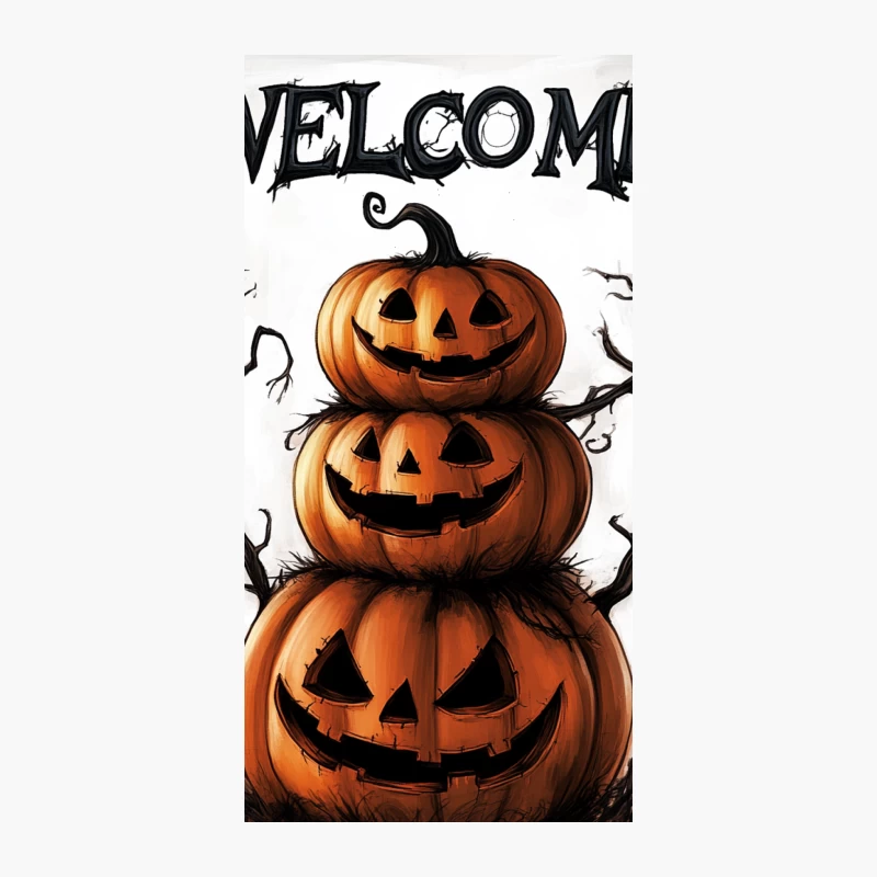 Spooky Halloween Welcome: Stacked Jack-o'-Lanterns Decoration iPhone Case