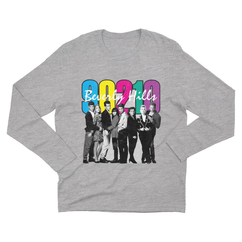 Beverly Hills 90210 Retro TV Show Cast Photo with Colorful Logo Male Long Sleeve T-Shirt