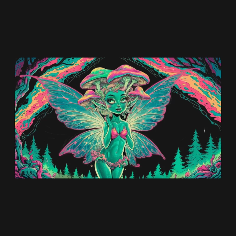 Psychedelic Woodland Fairy with Mushroom Crown Mouse Pad