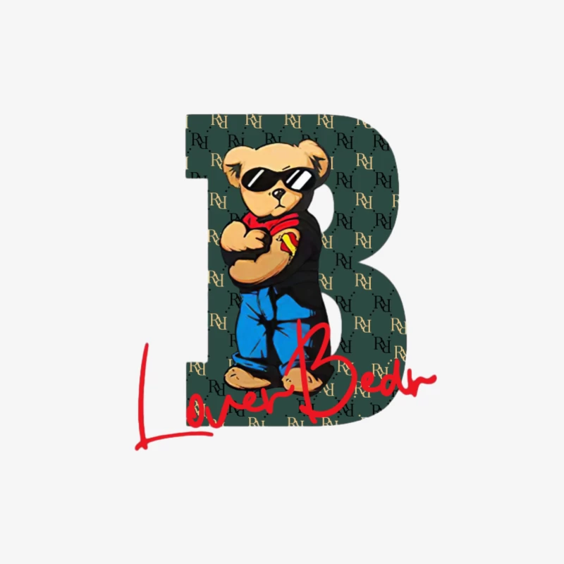 Stilvoller Bär mit Sonnenbrille Herren Langarm T-Shirt