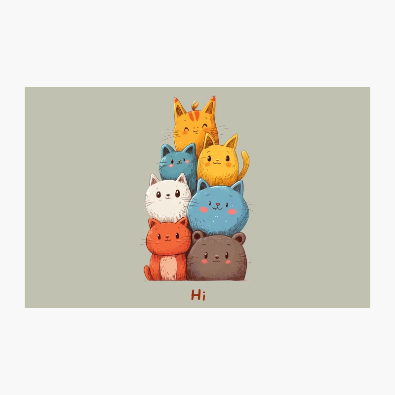 Adorable Cartoon Cat Stack Greeting Card Travel Mug