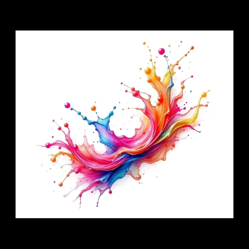 Vibrant Rainbow Watercolor Splash Abstract Tapestry