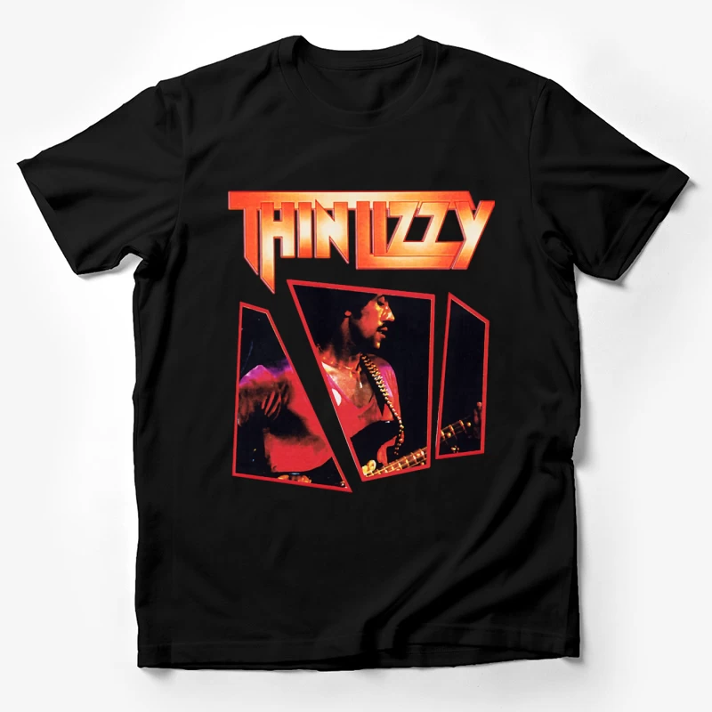 Thin Lizzy Vintage Concert Album Art with Red Typography Male T-Shirt