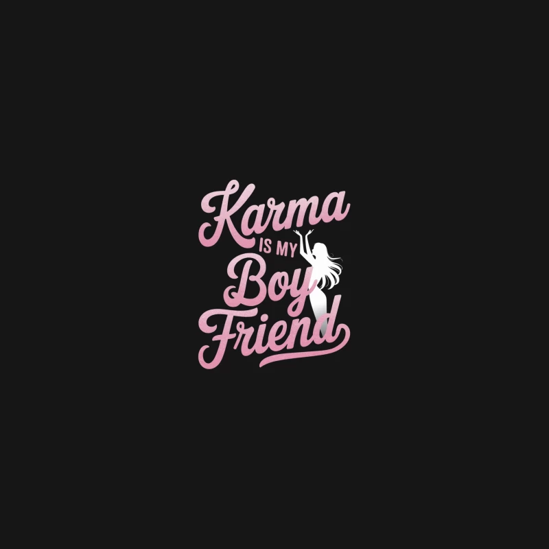 Pink Typography: Karma is My Boyfriend Quote Desk Mat