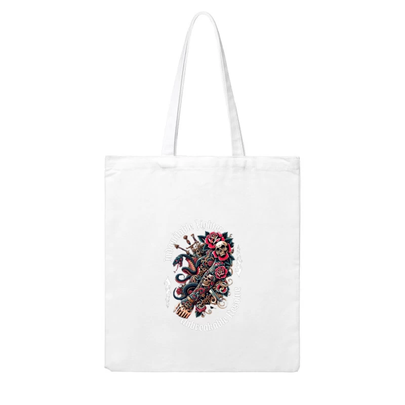 Gothic Skull and Rose Octopus Tattoo Design Cotton Tote Bag