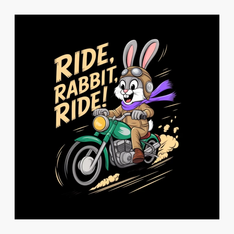 Retro Cartoon Rabbit Riding Motorcycle with Vintage Helmet Pin