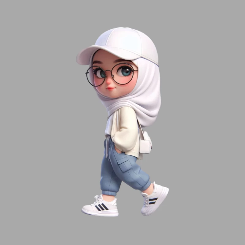 Stilvolles Mädchen mit Brille und Hijab Herren Pullover Hoodie