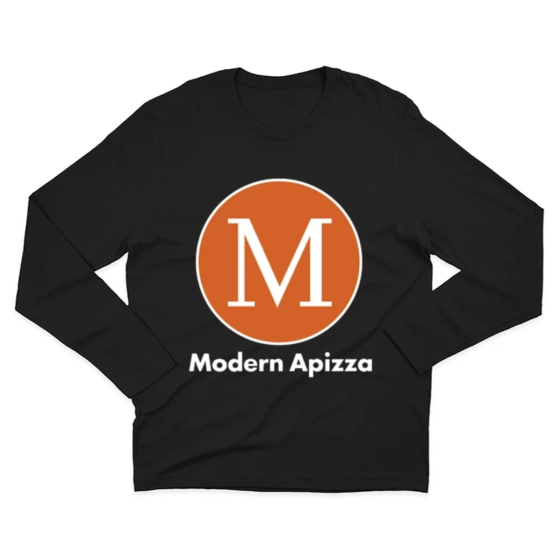 Modern Minimalist Orange Circle M Logo for Apizza Restaurant Male Long Sleeve T-Shirt