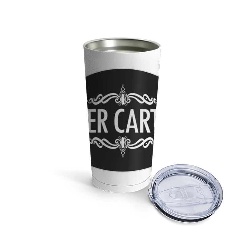 Elegant Black and White Beer Cartel Logo with Ornamental Frame Travel Mug