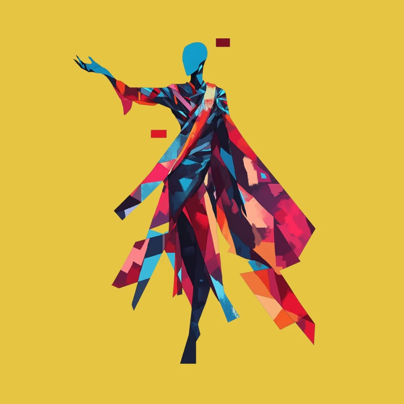 Vibrant Geometric Abstract Dancing Figure Female T-Shirt