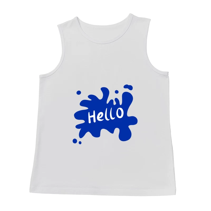 Blauer Spritzer mit 'Hallo' Herren Tanktops