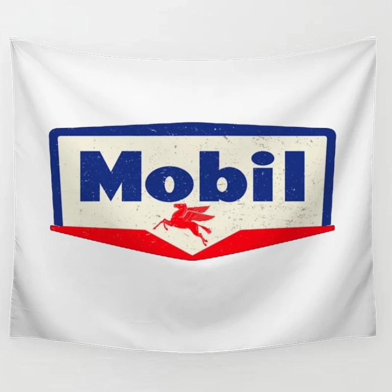 Vintage Mobil Oil Company Logo with Red Pegasus Tapestry