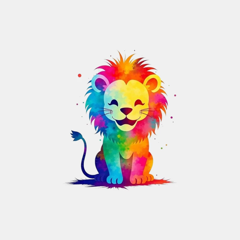 Colorful Cartoon Lion Illustration Male Tank Top