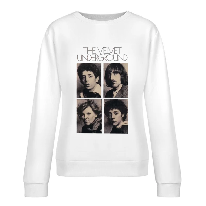 Vintage Black and White Portrait Collection of The Velvet Underground Band Members Female Pullover Sweatshirt