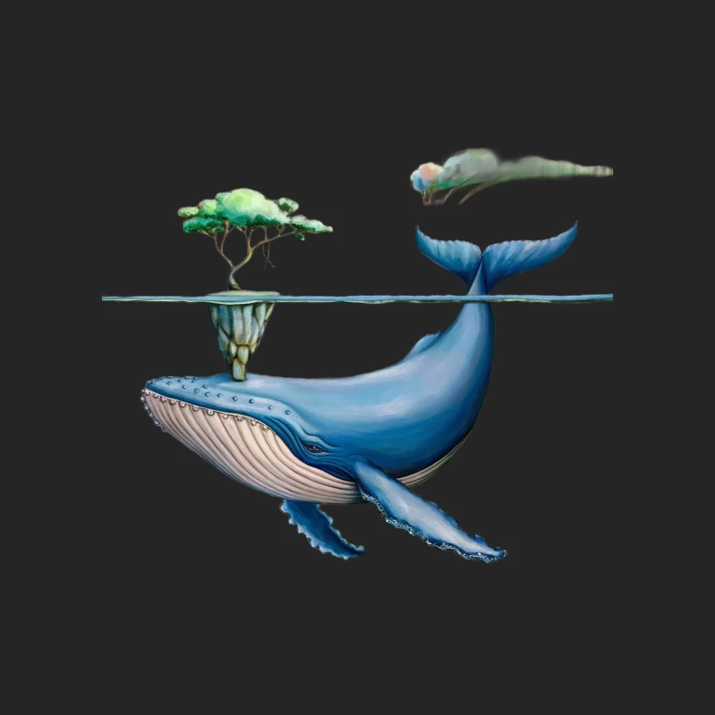 Surreal Whale-Tree Fusion: A Fantastical Nature Illustration Male Pullover Sweatshirt