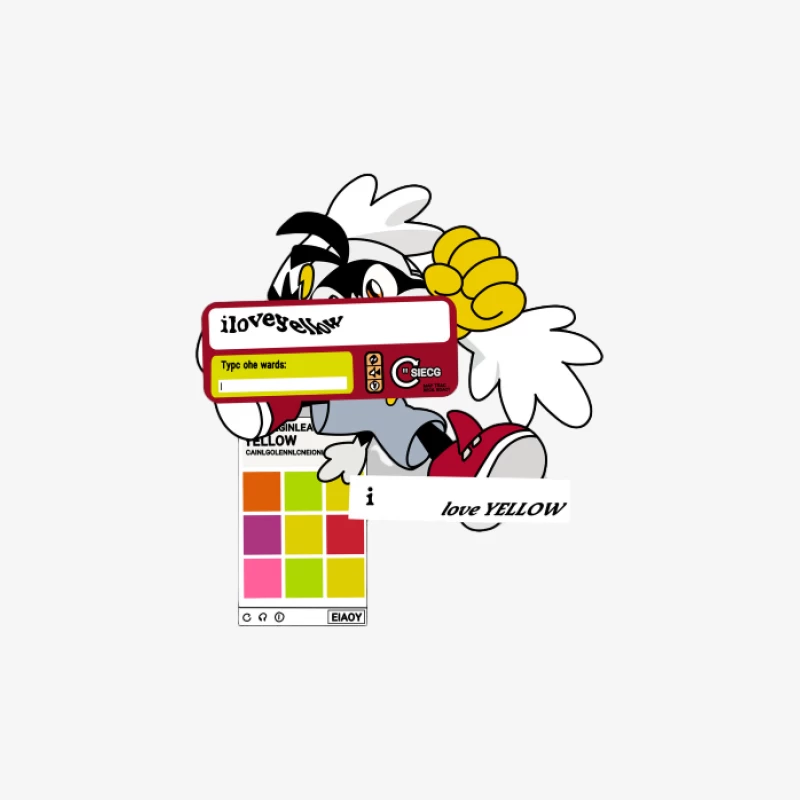 Amour du jaune et design de bande dessinée Homme Sweat-shirt à enfiler