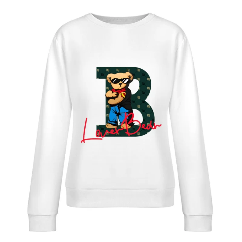 Lässiger Bären-Style mit Buchstabe B Damen Pullover Sweatshirt