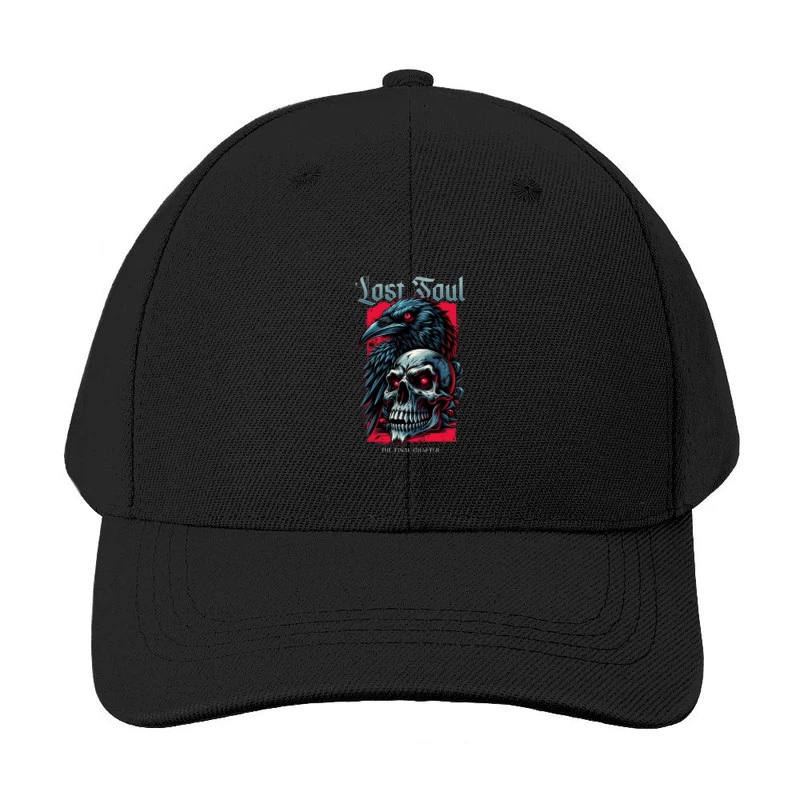 Lost Soul: Gothic Raven and Skull Dark Fantasy Illustration Baseball Cap