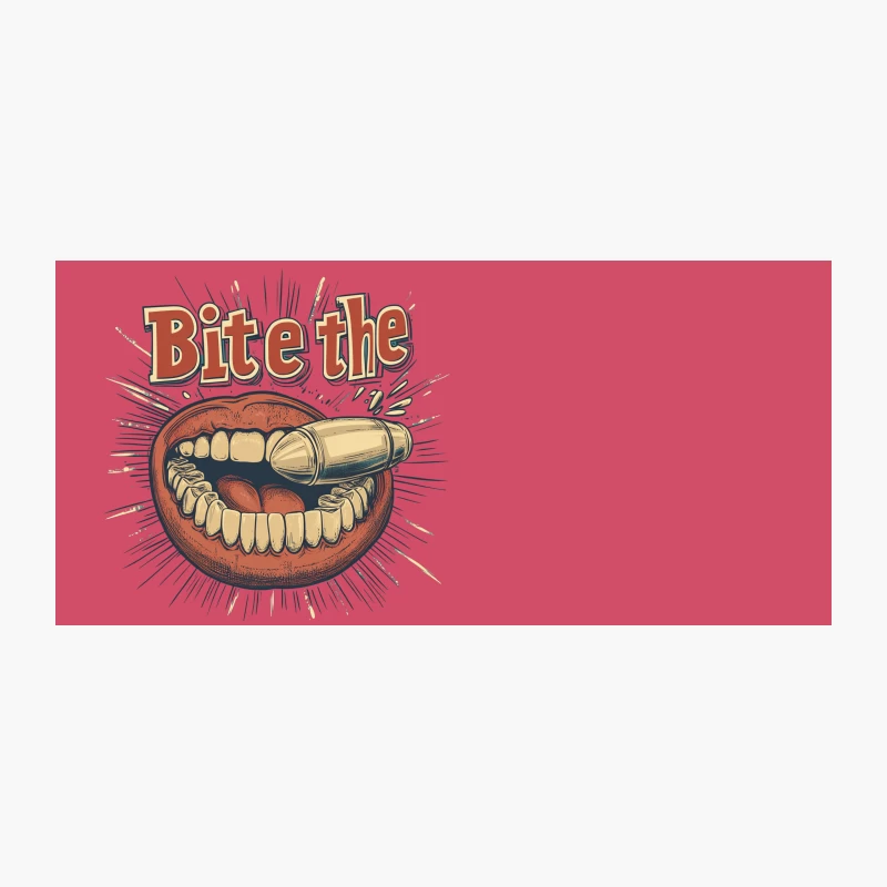 Provocative Vintage-Style Illustration: "Bite the Bullet" Slogan Coffee Mug