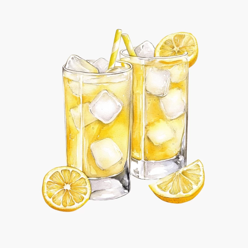 Refreshing Lemonade Watercolor Illustration: Summer Drinks with Ice and Lemon Cotton Tote Bag