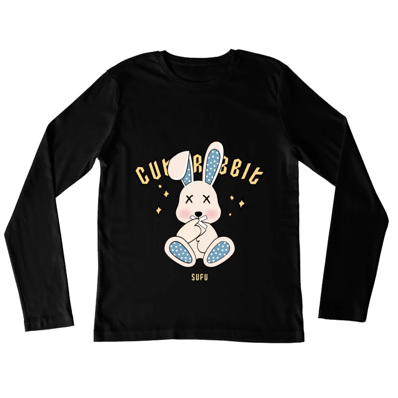 Niedliches Kaninchen-Design mit Sternen Damen Langarm T-Shirt
