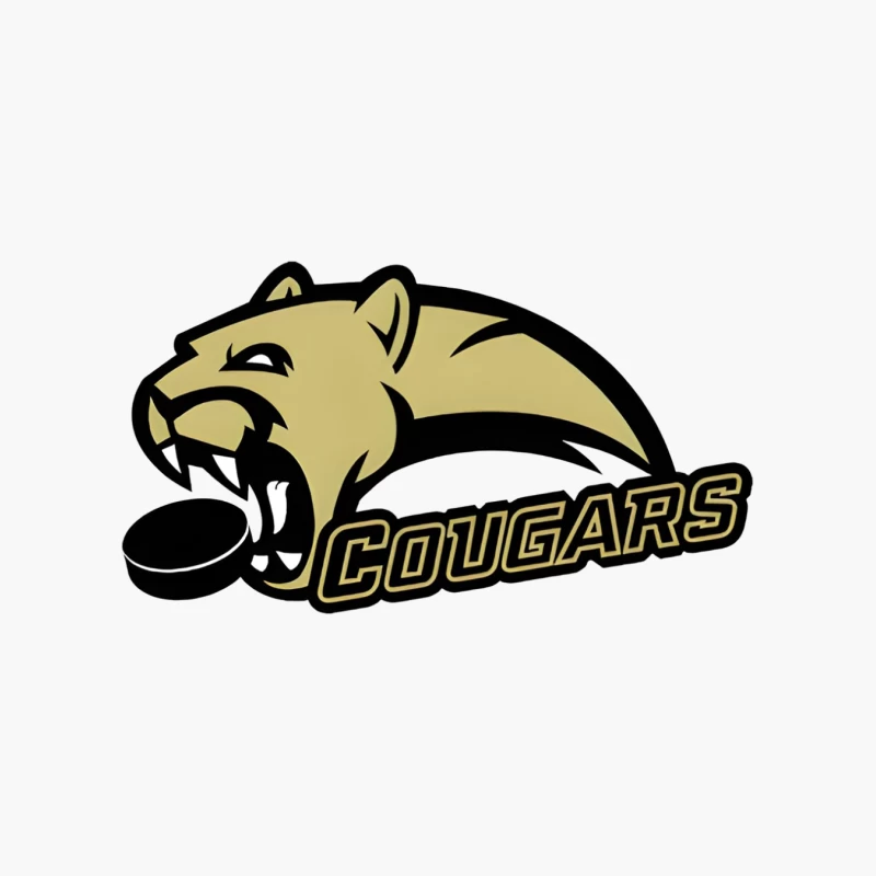 Gold and Black Cougar Hockey Team Mascot Logo Cotton Tote Bag