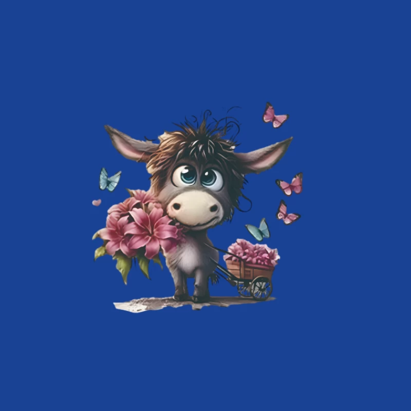 Adorable âne avec fleurs et papillons Homme T-Shirt