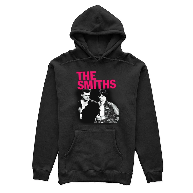 The Smiths: Iconic 1980s Indie Rock Band Portrait with Pink Logo Female Pullover Hoodie