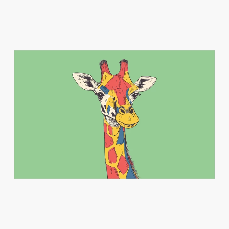 Colorful Abstract Giraffe Portrait Illustration Travel Mug
