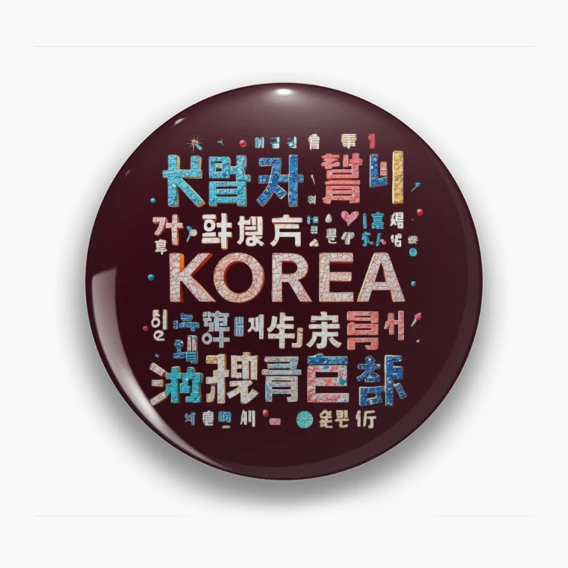 Artistic Korean Typography and Cultural Design Pin