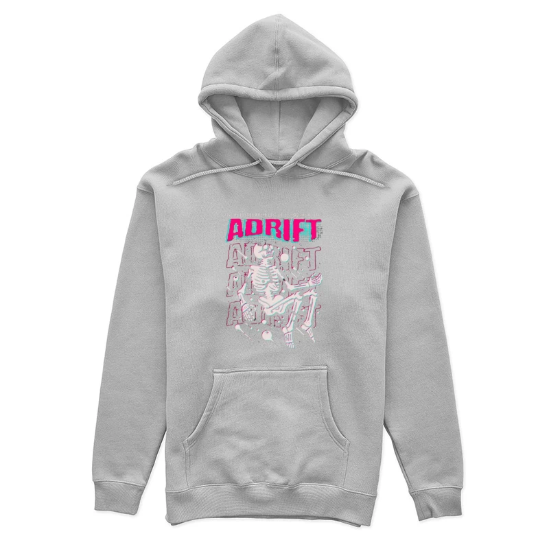 Adrift Skeletal Typography Design in Retro Punk Style Female Pullover Hoodie