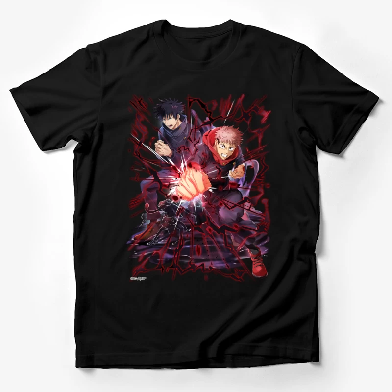 Energische Anime-Kämpfer mit roter Aura Herren T-Shirt