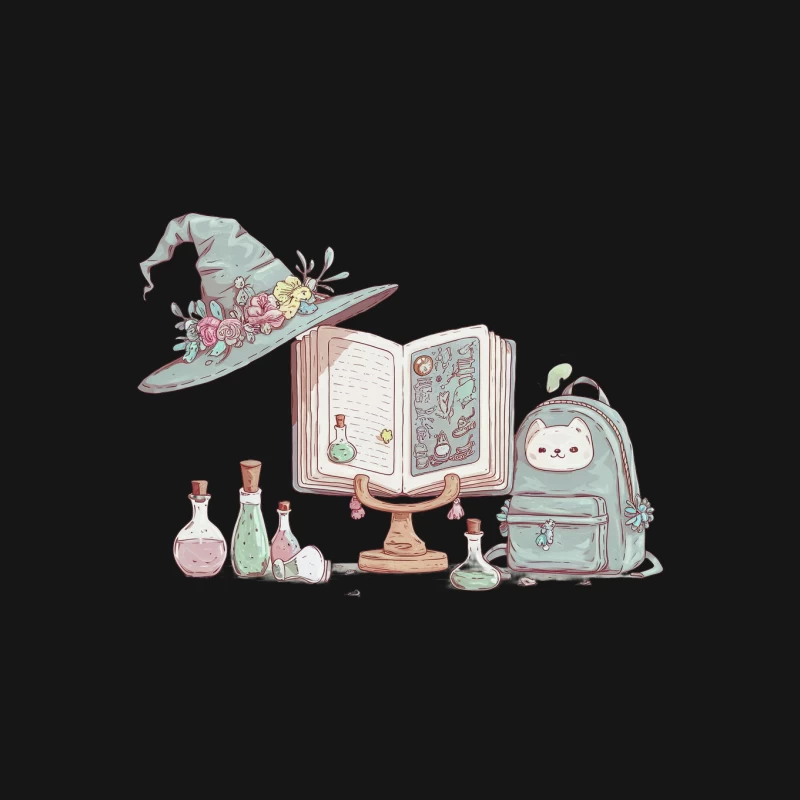 Whimsical Witchcraft: A Magical Study Setup Mouse Pad