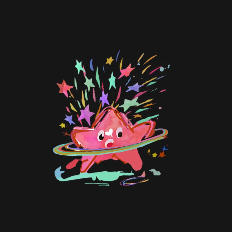 Étoile joyeuse avec étoiles colorées Homme T-Shirt