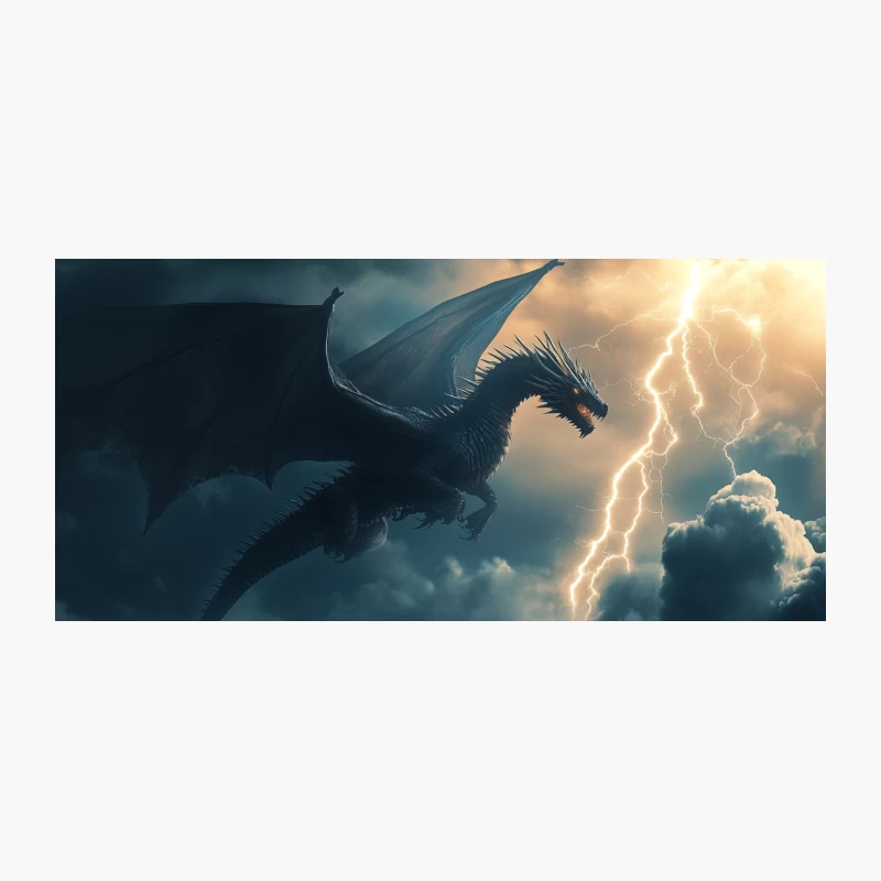 Mythical Dragon Soaring Through Stormy Skies Coffee Mug