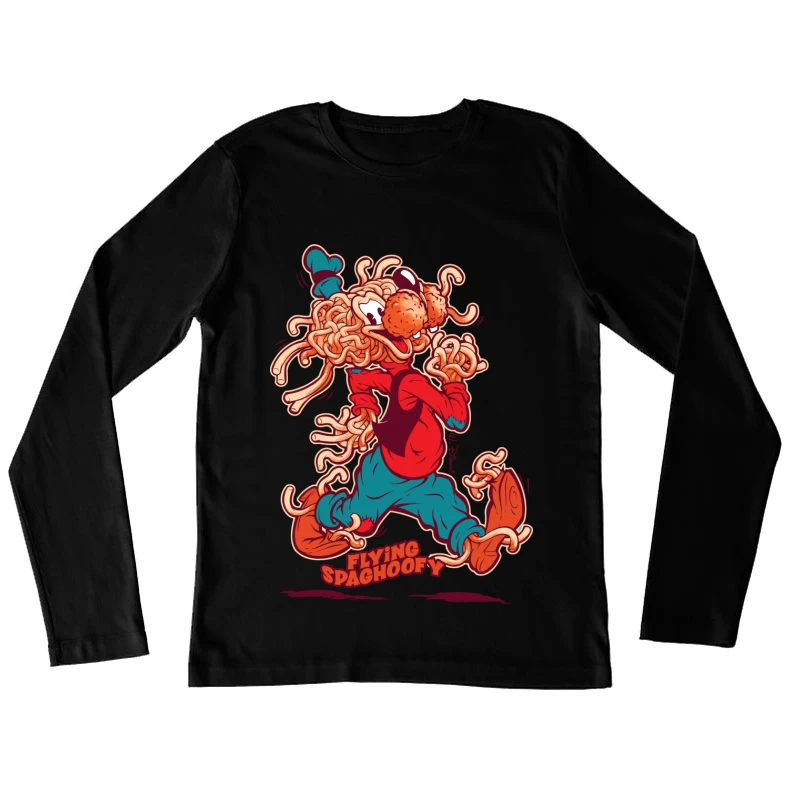 Whimsical Cartoon Character Made of Spaghetti Female Long Sleeve T-Shirt